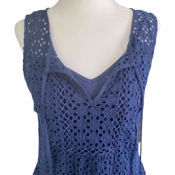 Daniel Rainn Navy Layered Eyelet Tank Top S - Picture 2 of 14